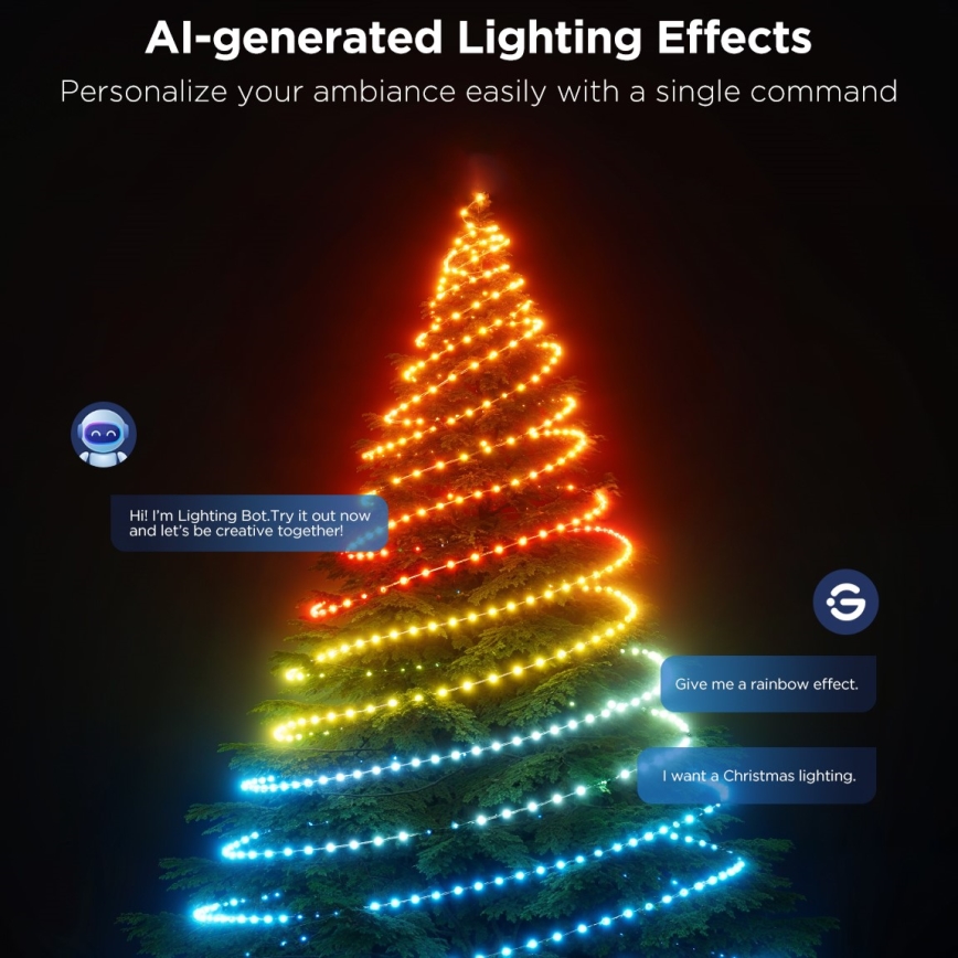 Govee - LED RGBICW Екстериорен коледни лампички 2700-6500K 20m Wi-Fi Matter IP66