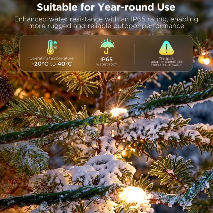 Govee - LED RGBICW Екстериорен коледни лампички 2700-6500K 20m Wi-Fi Matter IP66