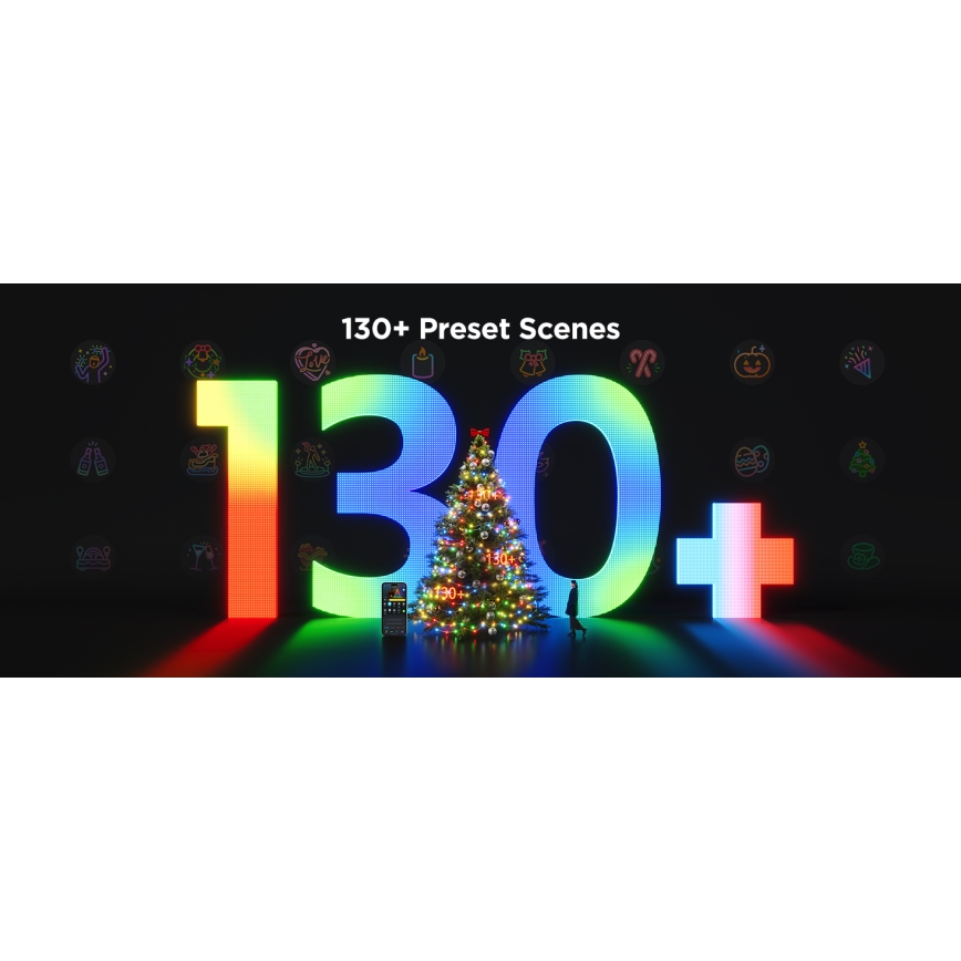 Govee - LED RGBICW Екстериорен коледни лампички 2700-6500K 20m Wi-Fi Matter IP66