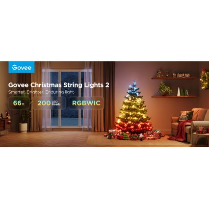 Govee - LED RGBICW Екстериорен коледни лампички 2700-6500K 20m Wi-Fi Matter IP66