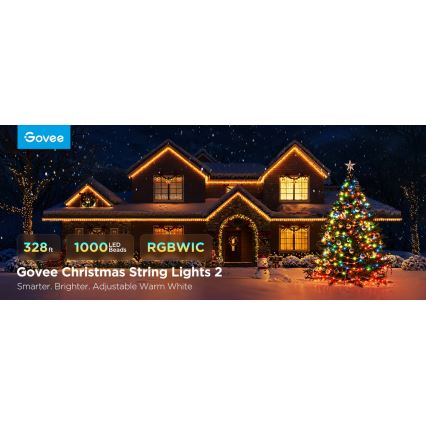 Govee - LED RGBICW Екстериорен коледни лампички 2700-6500K 20m Wi-Fi Matter IP66