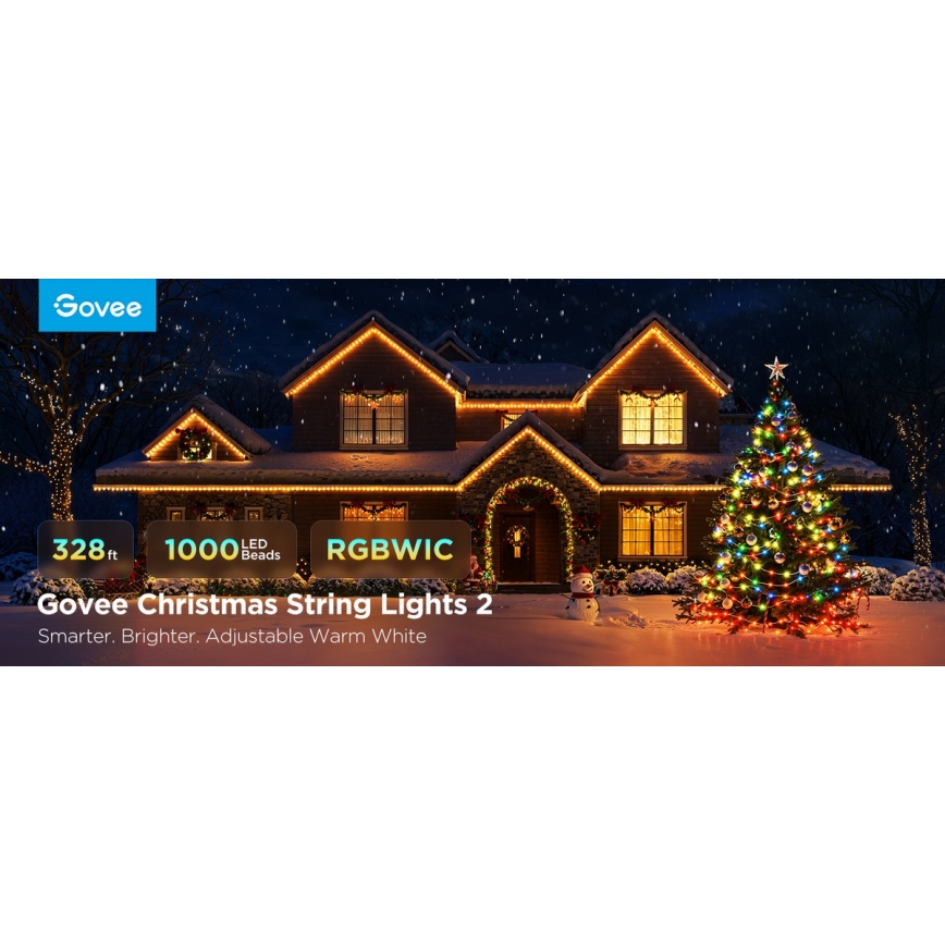 Govee - LED RGBICW Екстериорен коледни лампички 2700-6500K 20m Wi-Fi Matter IP66