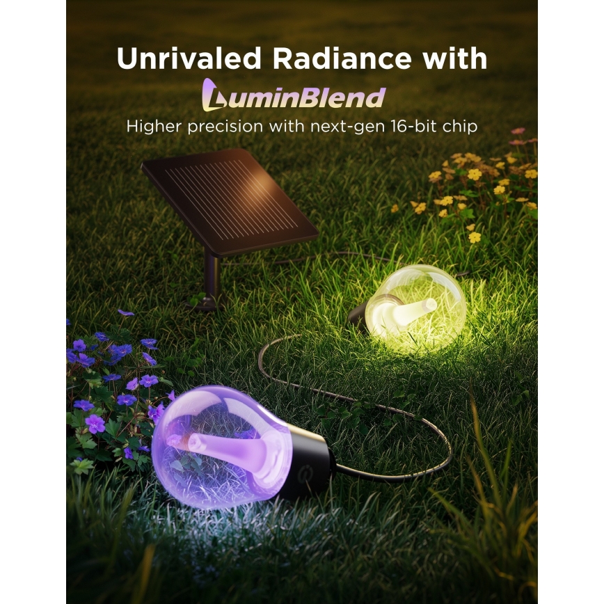 Govee - LED RGBICW соларен гирлянд 8xLED/6W/5V Wi-Fi Matter IP67