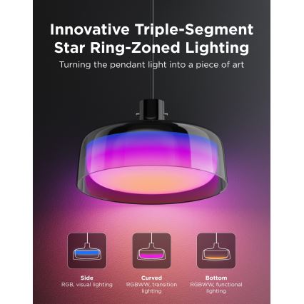 Govee - LED RGBICWW димируем полилей на кабел LED/21W/230V Matter Wi-Fi