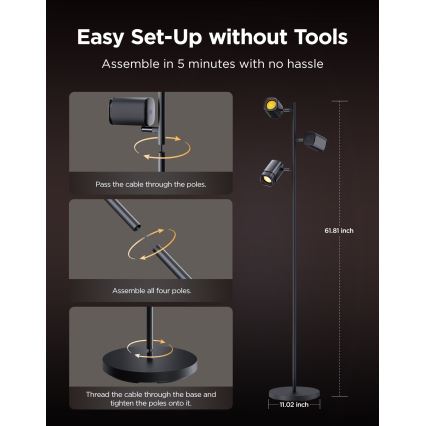 Govee - LED RGBICWW димируема подова лампа TREE MATTER LED/48W/230V Wi-Fi