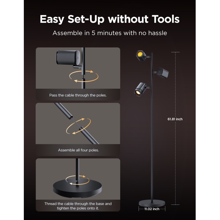 Govee - LED RGBICWW димируема подова лампа TREE MATTER LED/48W/230V Wi-Fi