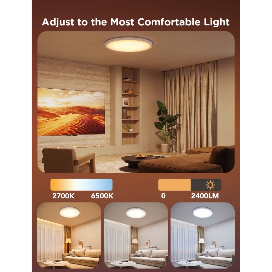 Govee - LED RGBICWW Плафон с възможност за димиране LED/29W/230V Ø 30 см Matter Wi-Fi