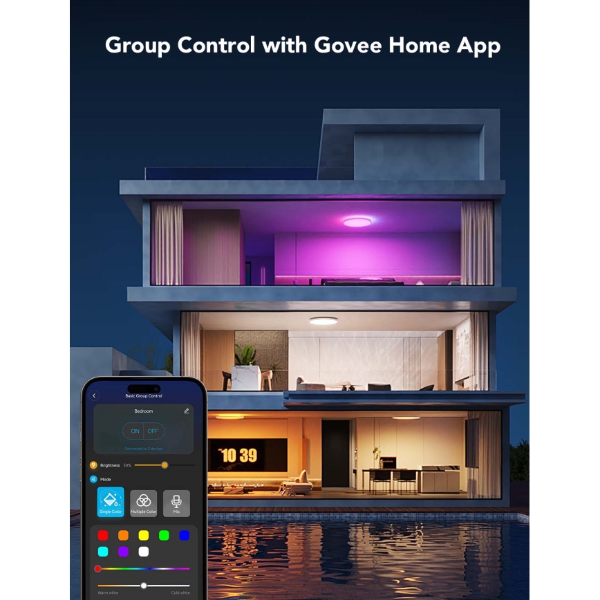 Govee - LED RGBICWW Плафон с възможност за димиране LED/29W/230V Ø 30 см Matter Wi-Fi