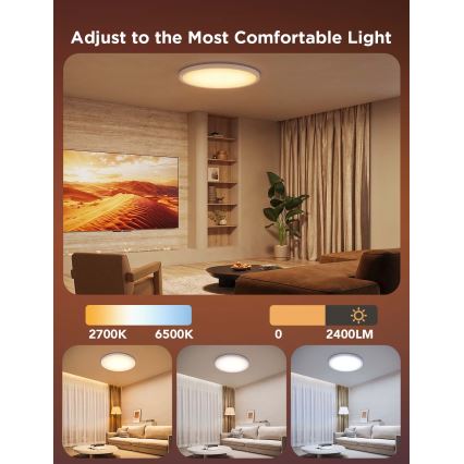 Govee - LED RGBICWW димируемо таванно осветително тяло LED/29W/230V Ø 30 см матово Wi‑Fi