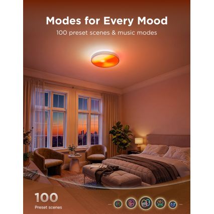Govee - LED RGBICWW Димируемо таванно осветително тяло LED/55W/230V Ø 53 см Matter Wi-Fi