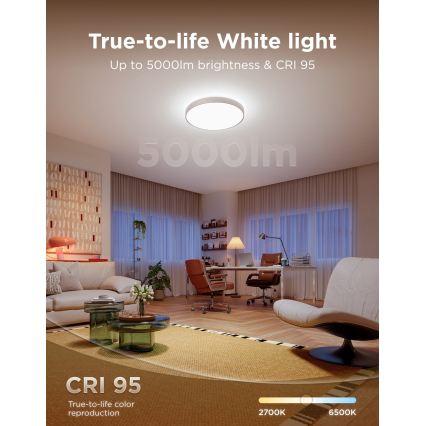 Govee - LED RGBICWW Димируемо таванно осветително тяло LED/55W/230V Ø 53 см Matter Wi-Fi