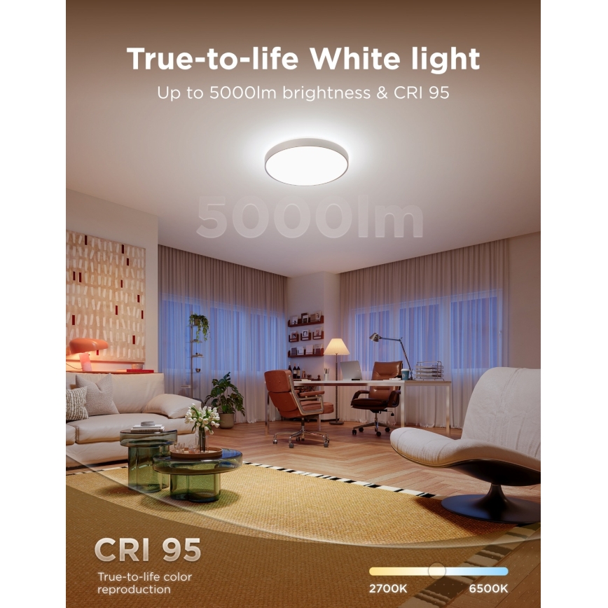 Govee - LED RGBICWW Димируемо таванно осветително тяло LED/55W/230V Ø 53 см Matter Wi-Fi