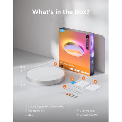 Govee - LED RGBICWW Димируемо таванно осветително тяло LED/55W/230V Ø 53 см Matter Wi-Fi