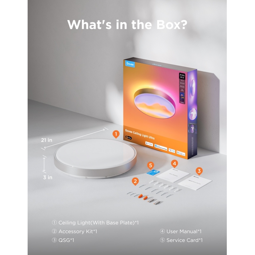 Govee - LED RGBICWW Димируемо таванно осветително тяло LED/55W/230V Ø 53 см Matter Wi-Fi