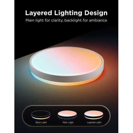 Govee - LED RGBICWW Димируемо таванно осветително тяло LED/55W/230V Ø 46 см Matter Wi-Fi