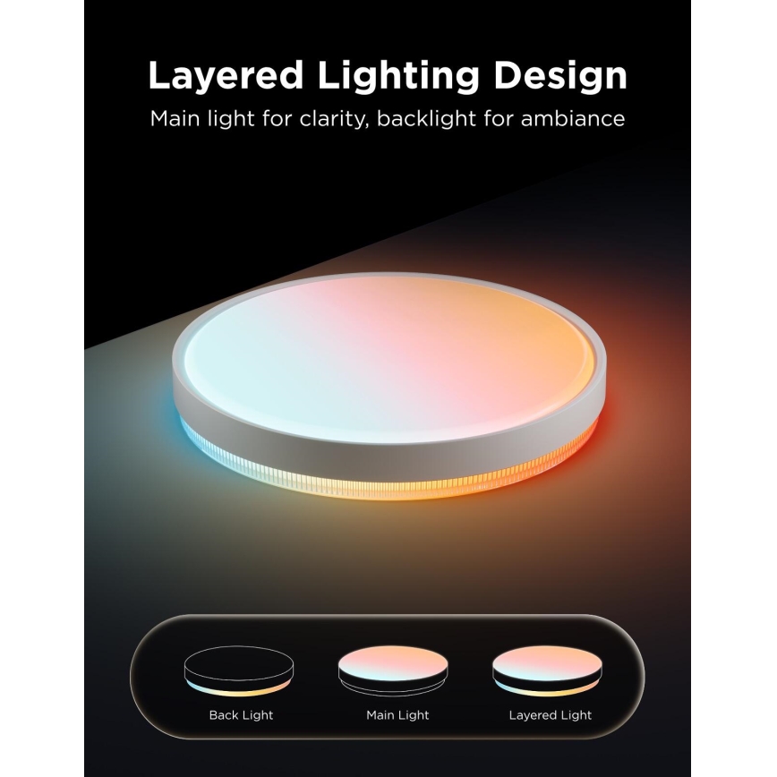 Govee - LED RGBICWW Димируемо таванно осветително тяло LED/55W/230V Ø 46 см Matter Wi-Fi