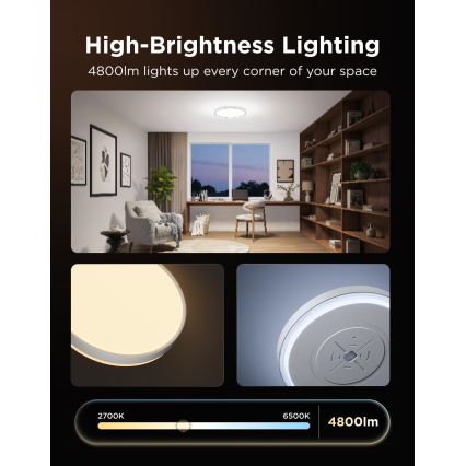 Govee - LED RGBICWW Димируемо таванно осветително тяло LED/55W/230V Ø 46 см Matter Wi-Fi