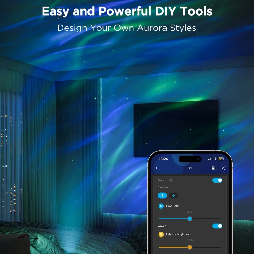 Govee - LED RGBW Galaxy Осветление Projector Pro Wi-Fi Matter