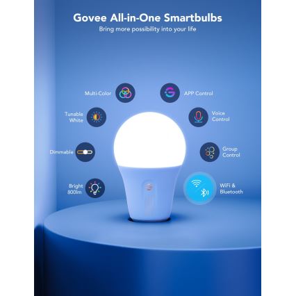 Govee - LED RGBWW Димируема крушка Smart E27/12W/230V 2700-6500K Wi-Fi