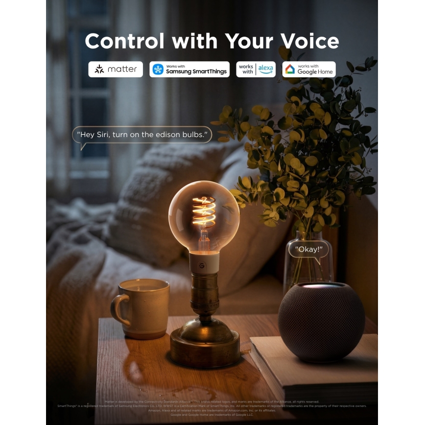 Govee - LED RGBWW димируема крушка Smart MATTER G80 E27/5W/230V 2700-6500K Wi-Fi