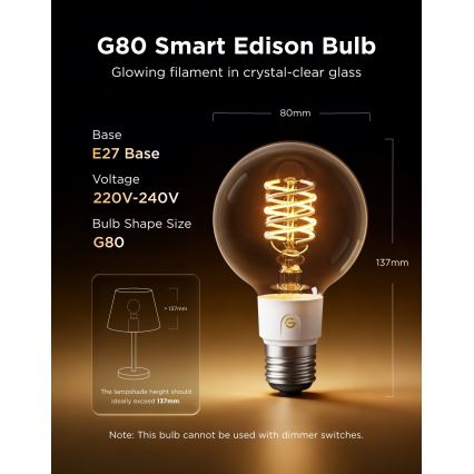 Govee - LED RGBWW димируема крушка Smart MATTER G80 E27/5W/230V 2700-6500K Wi-Fi