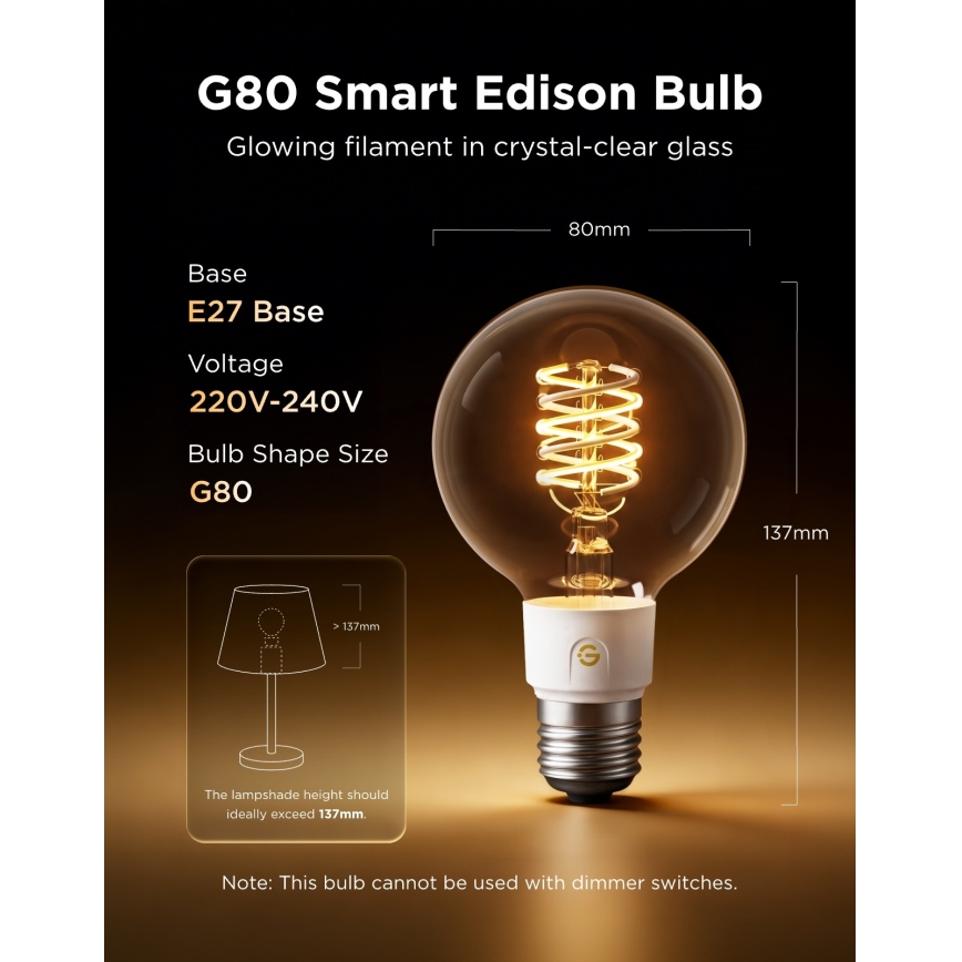 Govee - LED RGBWW димируема крушка Smart MATTER G80 E27/5W/230V 2700-6500K Wi-Fi