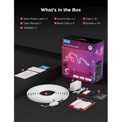 Govee - Neon 2 MATTER гъвкава LED лента 3m RGBIC Wi-Fi