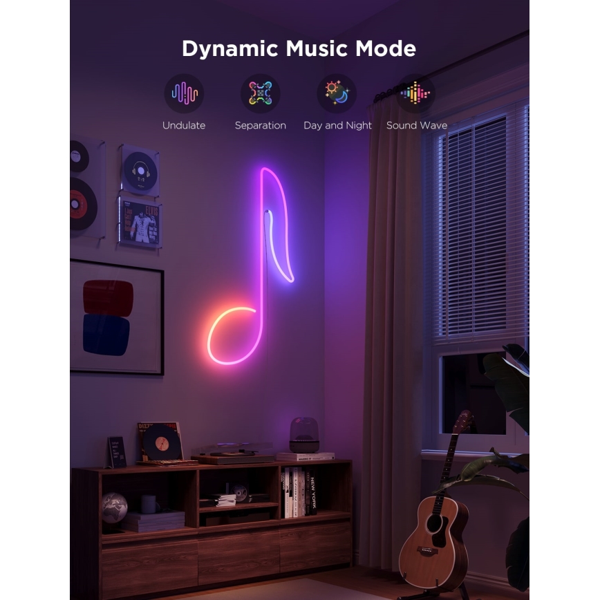Govee - Neon 2 MATTER сгъваем LED лента 5m RGBIC Wi-Fi IP67