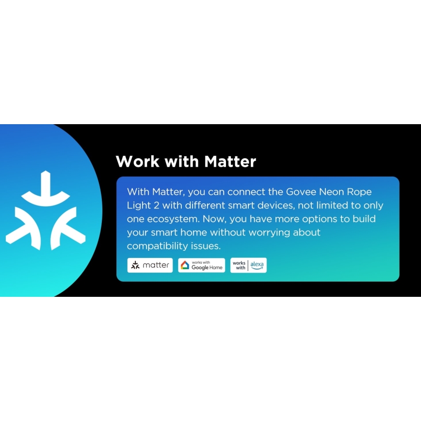 Govee - Neon 2 MATTER сгъваем LED лента 5m RGBIC Wi-Fi IP67