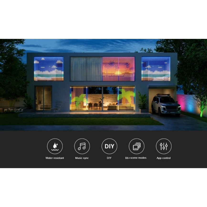 Govee - RGBIC  Осветление за завеси 520 LED 1,5x2m Wi-Fi IP65