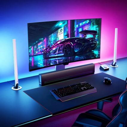 Govee - Комплект 2x Smart Gaming Wi-Fi LED RGBIC панели + Smart Dual бял + дистанционно управление