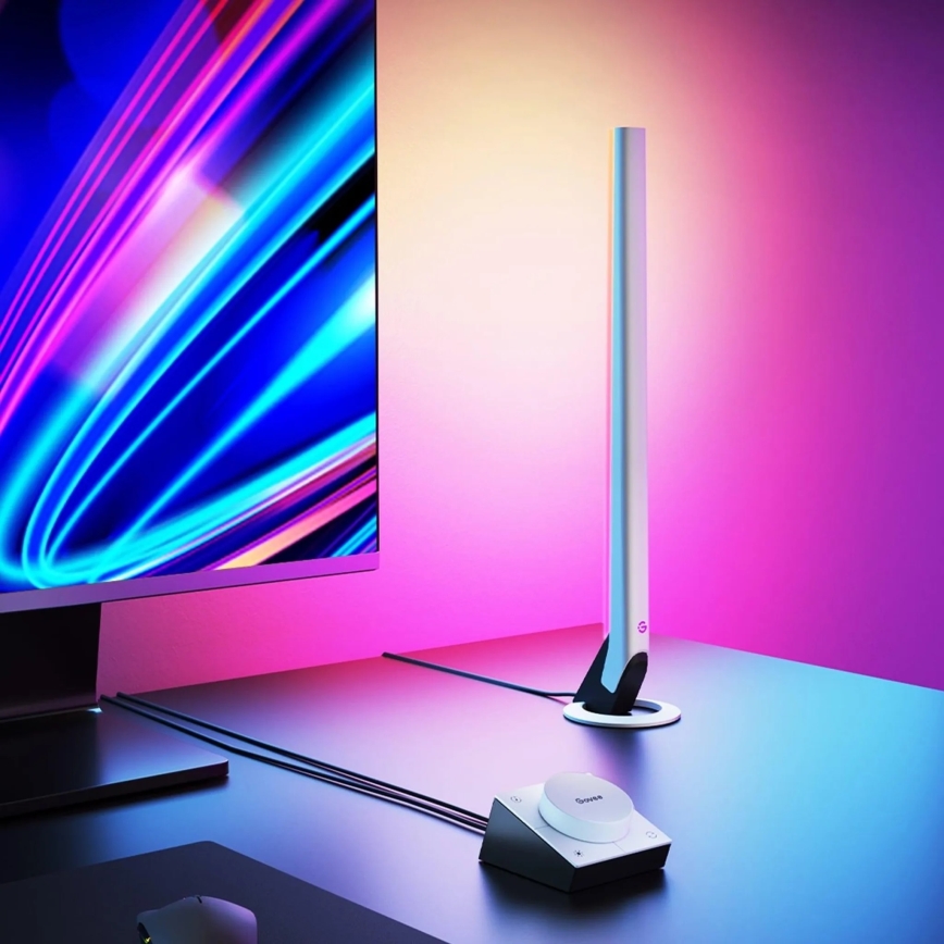 Govee - Комплект 2x Smart Gaming Wi-Fi LED RGBIC панели + Smart Dual бял + дистанционно управление