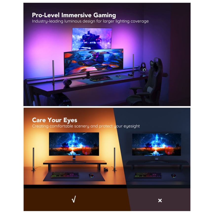 Govee - Смарт гейминг WiFi LED панели + Смарт двоен контролер Бял Wi-Fi