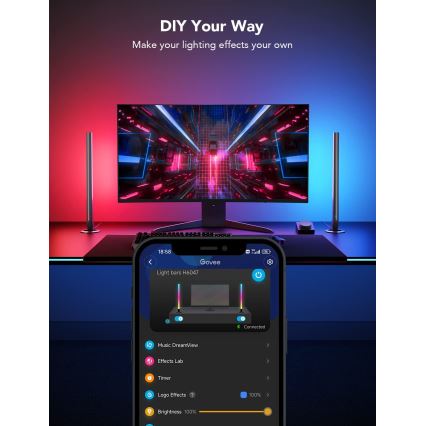 Govee - Смарт гейминг WiFi LED панели + Смарт двоен контролер Бял Wi-Fi