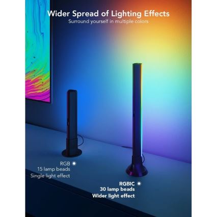 Govee - SMART LED RGBIC панел 38 см за TV 43-75 - 2 бр. Wi-Fi