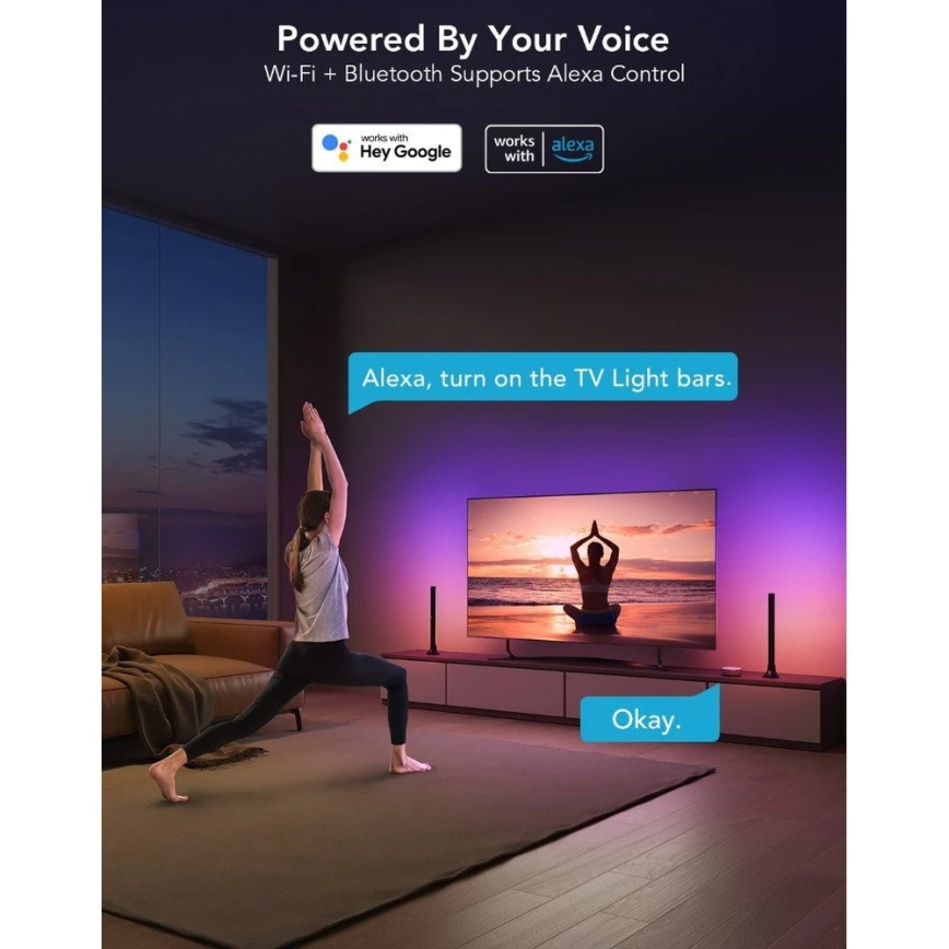 Govee - SMART LED RGBIC панел 38 см за TV 43-75 - 2 бр. Wi-Fi