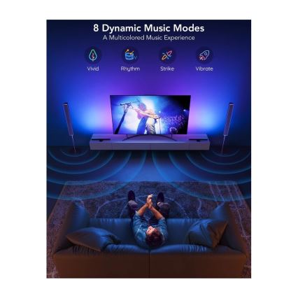 Govee - SMART LED RGBIC панел 38 см за TV 43-75 - 2 бр. Wi-Fi