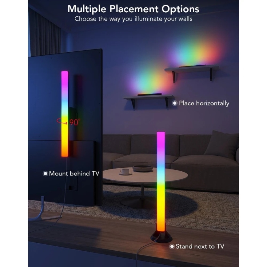 Govee - SMART LED RGBIC панел 38 см за TV 43-75 - 2 бр. Wi-Fi