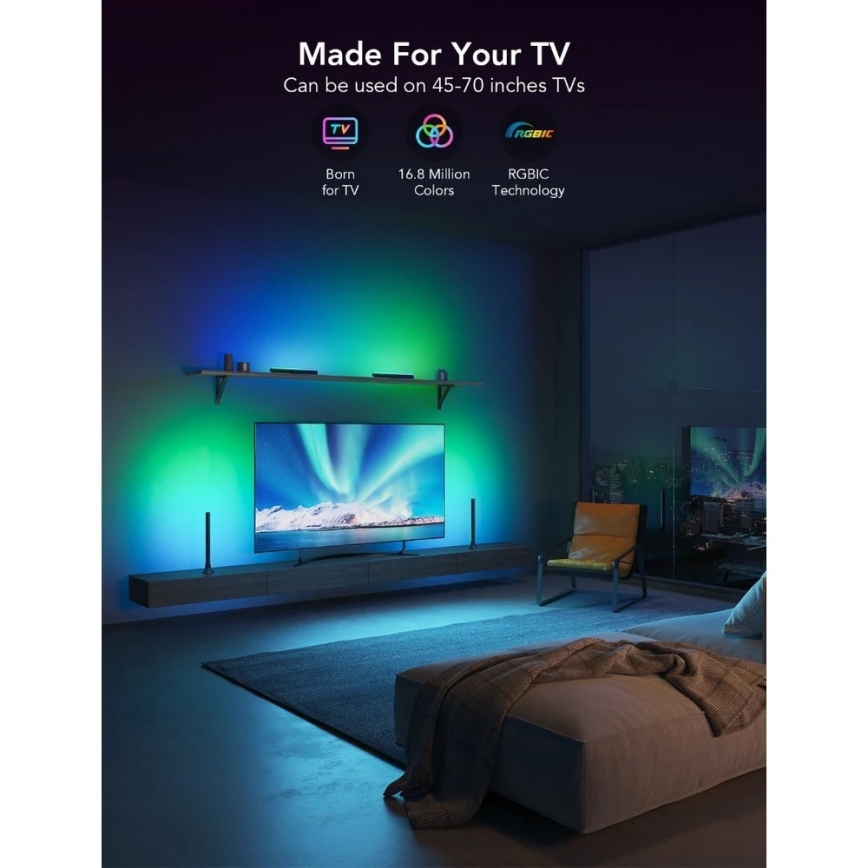 Govee - SMART LED RGBIC панел 38 см за TV 43-75 - 2 бр. Wi-Fi