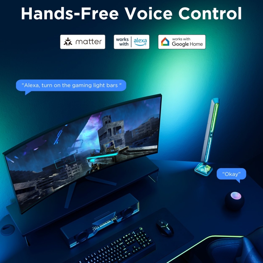 Govee - умни RGBIC Gaming Pro светлинни панели с Matter и Wi‑Fi