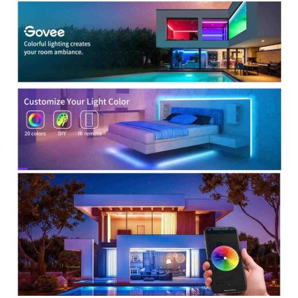 Govee - Wi-Fi RGB смарт LED лента 15м с дистанционно управление