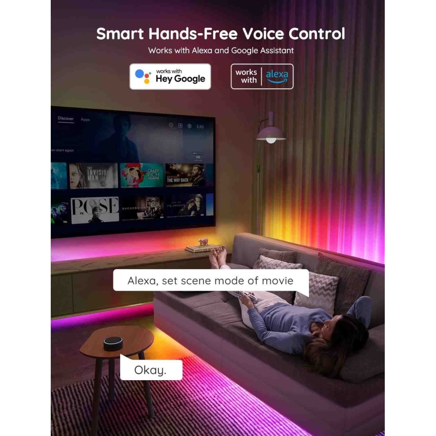 Govee - Wi-Fi RGBIC Smart PRO LED лента 5 м - изключително издръжлив