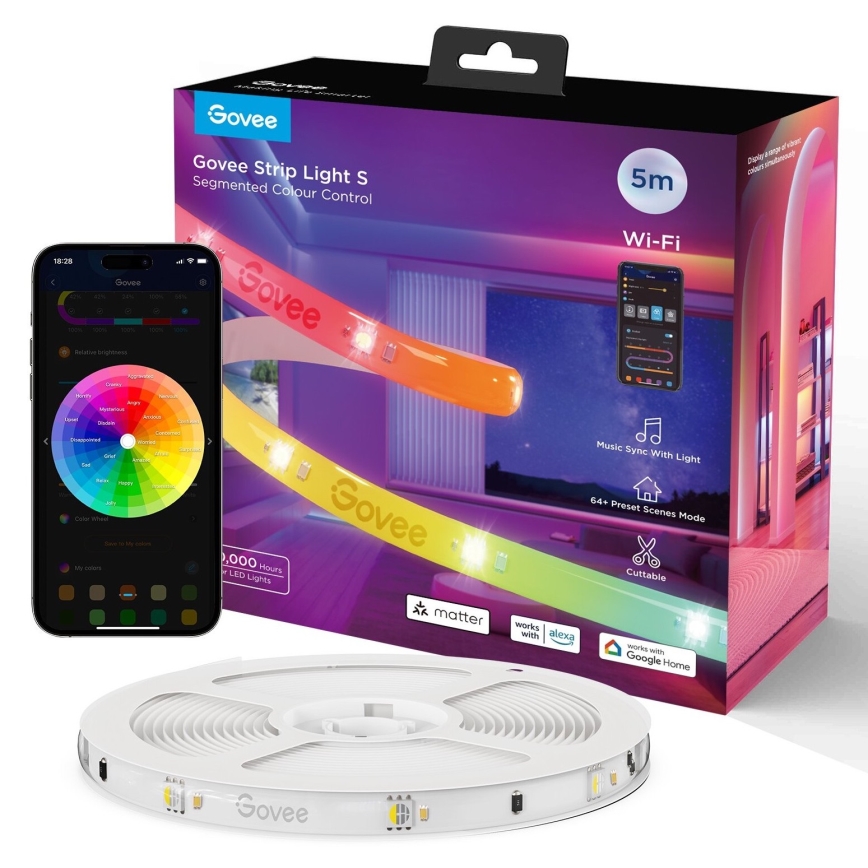 Govee - Wi-Fi RGBICW Smart PRO LED лента 5 м MATTER  - изключително издръжлив