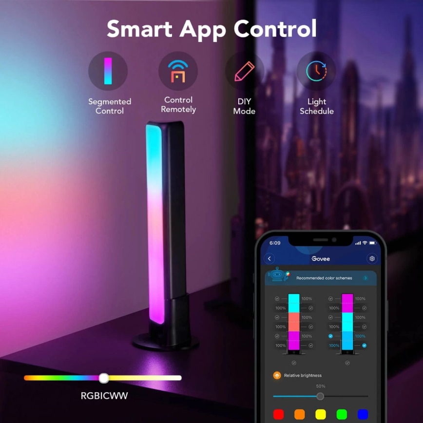 Govee - К-кт 2x Flow Plus SMART LED TV & Gaming - RGBICWW Wi-Fi