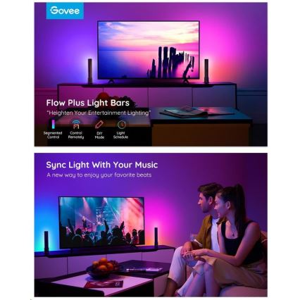 Govee - К-кт 2x Flow Plus SMART LED TV & Gaming - RGBICWW Wi-Fi