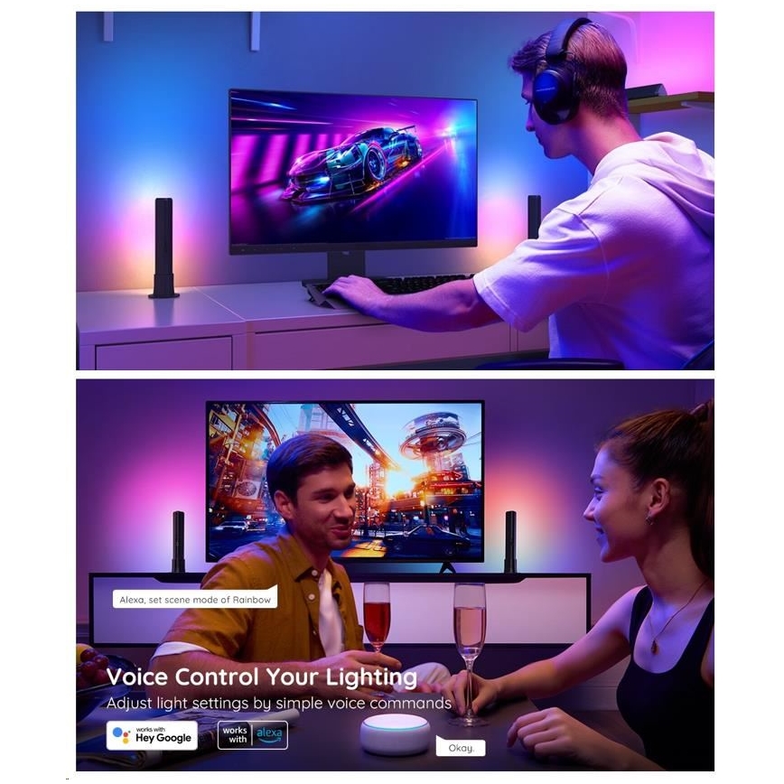 Govee - К-кт 2x Flow Plus SMART LED TV & Gaming - RGBICWW Wi-Fi