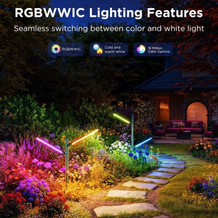Govee - К-кт 2x LED RGBICWW Димируем екстериорен лампа LED/18W/230V IP66 2700-6500K Wi-Fi