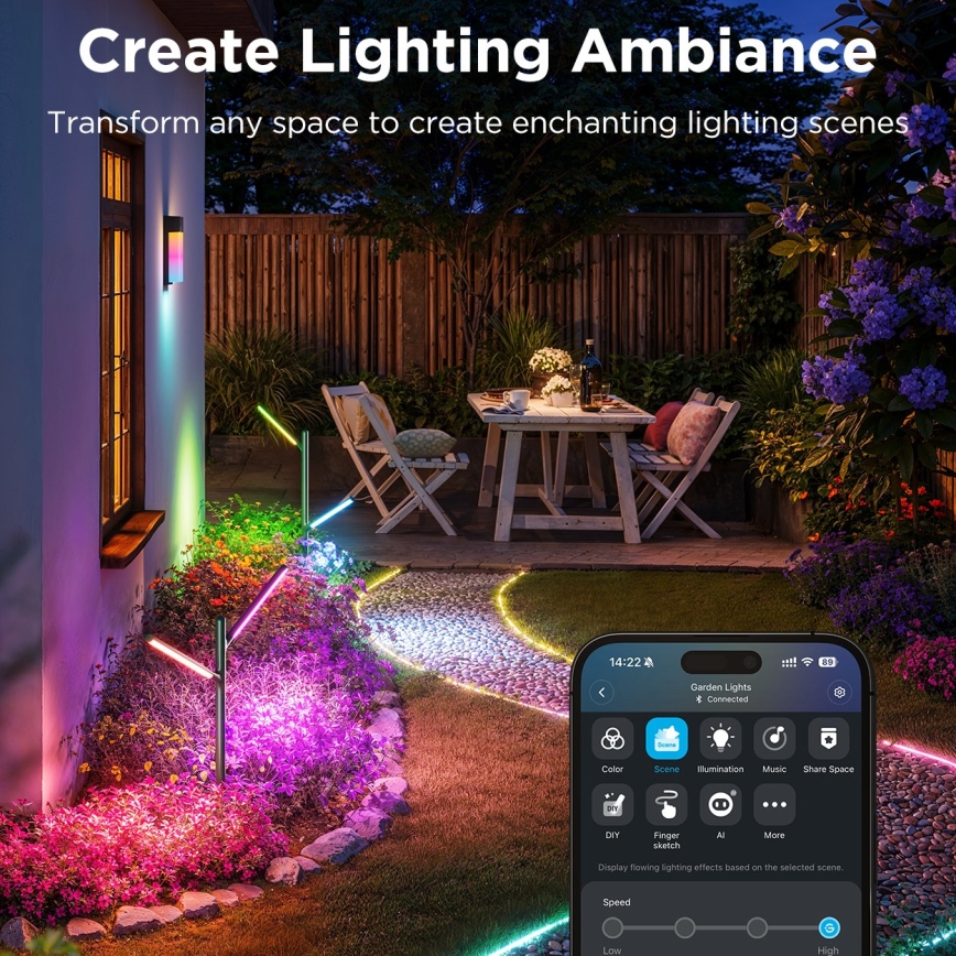 Govee - К-кт 2x LED RGBICWW Димируем екстериорен лампа LED/18W/230V IP66 2700-6500K Wi-Fi