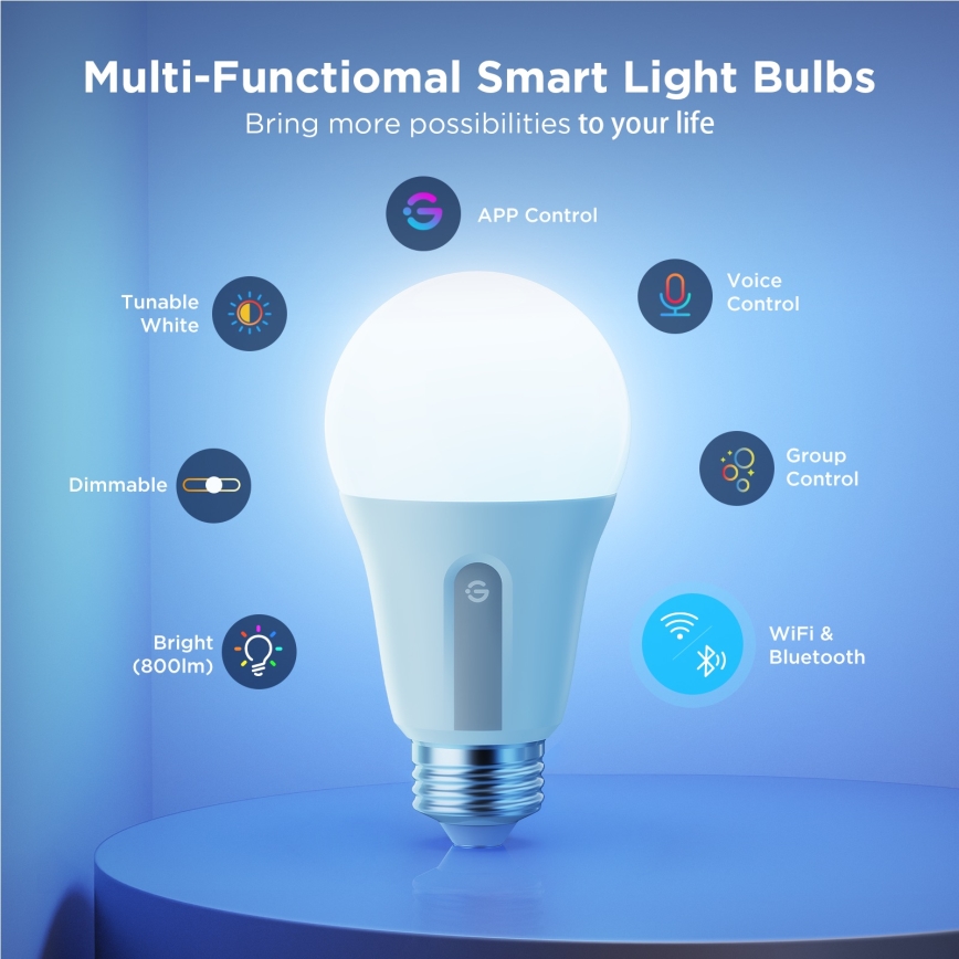 Govee - КОМПЛЕКТ 2x LED димируема крушка Smart MATTER A60 E27/9W/230V 2700-6500K Wi-Fi