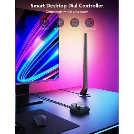 Govee - КОМПЛЕКТ 2x Smart Gaming Wi-Fi LED RGBIC панели + Smart Dual черен + дистанционно управление